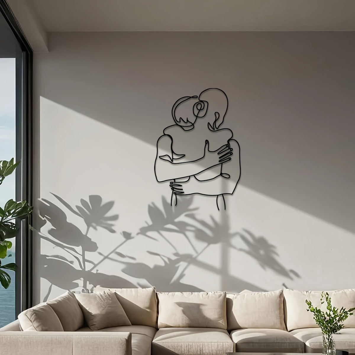 Romantic Hugging Couple Metal Wall Art, 27.94x39.88 cm - Minimalist Modern Home Decor, Perfect for Bedroom & Bathroom, Unique Housewarming or Christmas Gift