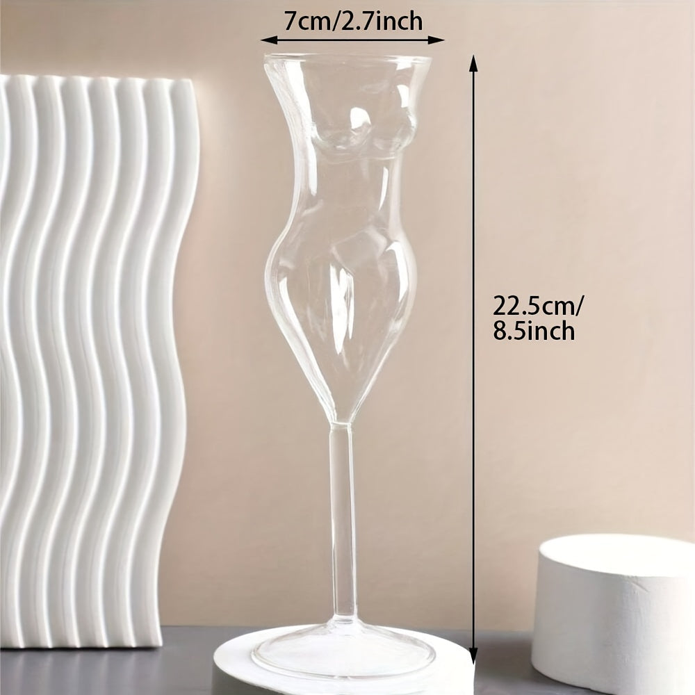 Elegant Stemmed Water Glasses, Reusable Multipurpose Crystal Clear Glassware, Handblown Human Body Shaped Wine Champagne Beverage Cups, Recyclable Material, Hand Wash Only