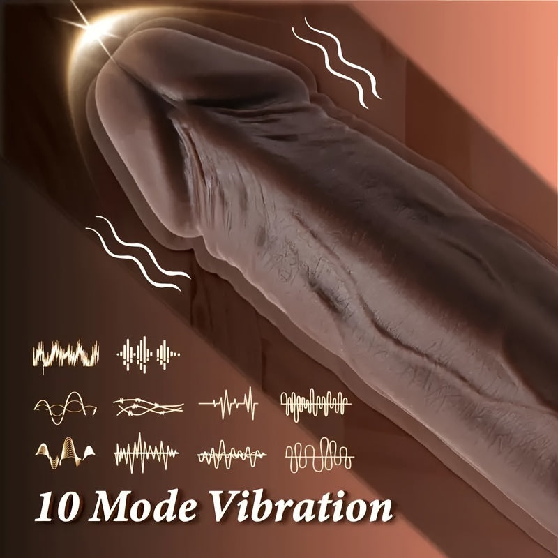 1pc 21.84cm Realistic Dildo Vibrator, Adult Sex Toy, Liquid Silicone,, Female Sexual Stimulator, G-spot Stimulation, Remote Control Strap, 10 Vibration And 10 Telescopic Modes, Strong Suction Cup, Suitable For Female Couples