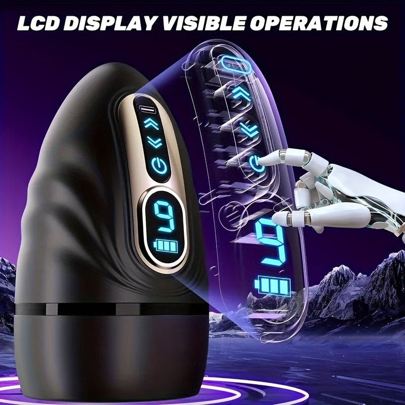 Male Sex Toys for Men Vibrator -Male Masturbator Penis Pump Trainer with 9 Frequency vibration & Smart heating mode, Mouth-Wrapped Penis Vibrator Adult Toys with Heating Rod, LCD, Pocket Pussy Stroker Adult Sex Toy & Games