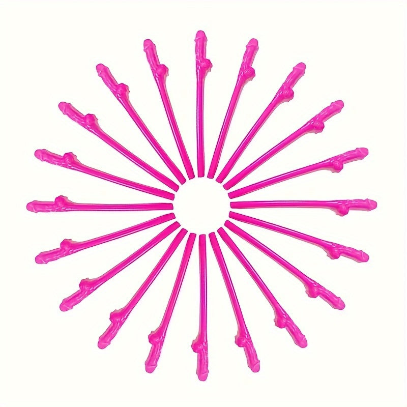 20pcs Rose Red Fun Party Straws for Bachelorette & Single Women's Celebrations - Novelty Drinkware Accessories