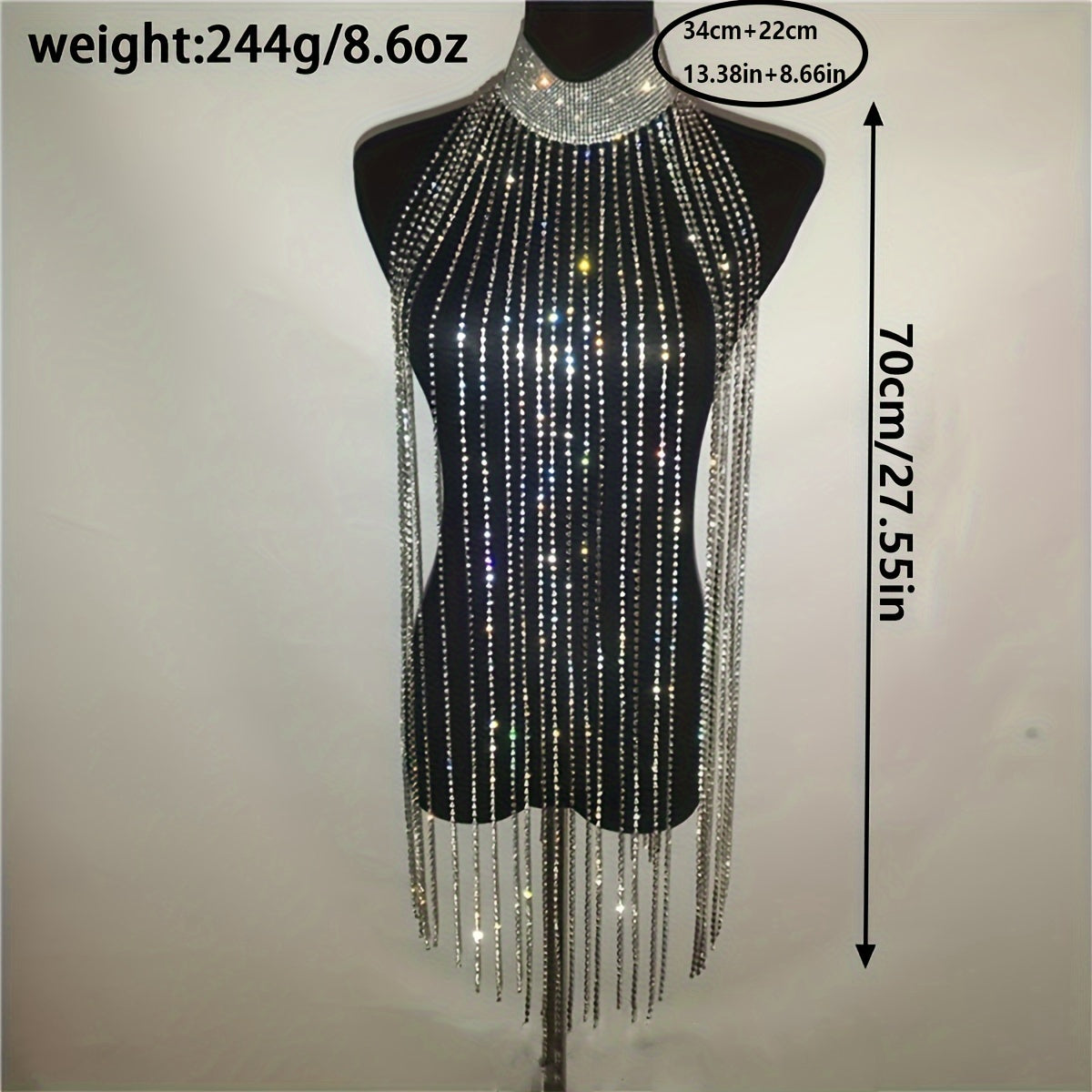 Glamorous Adjustable Rhinestone Body Chain - Eye-Catching Sparkle for Special Occasion 1pcs
