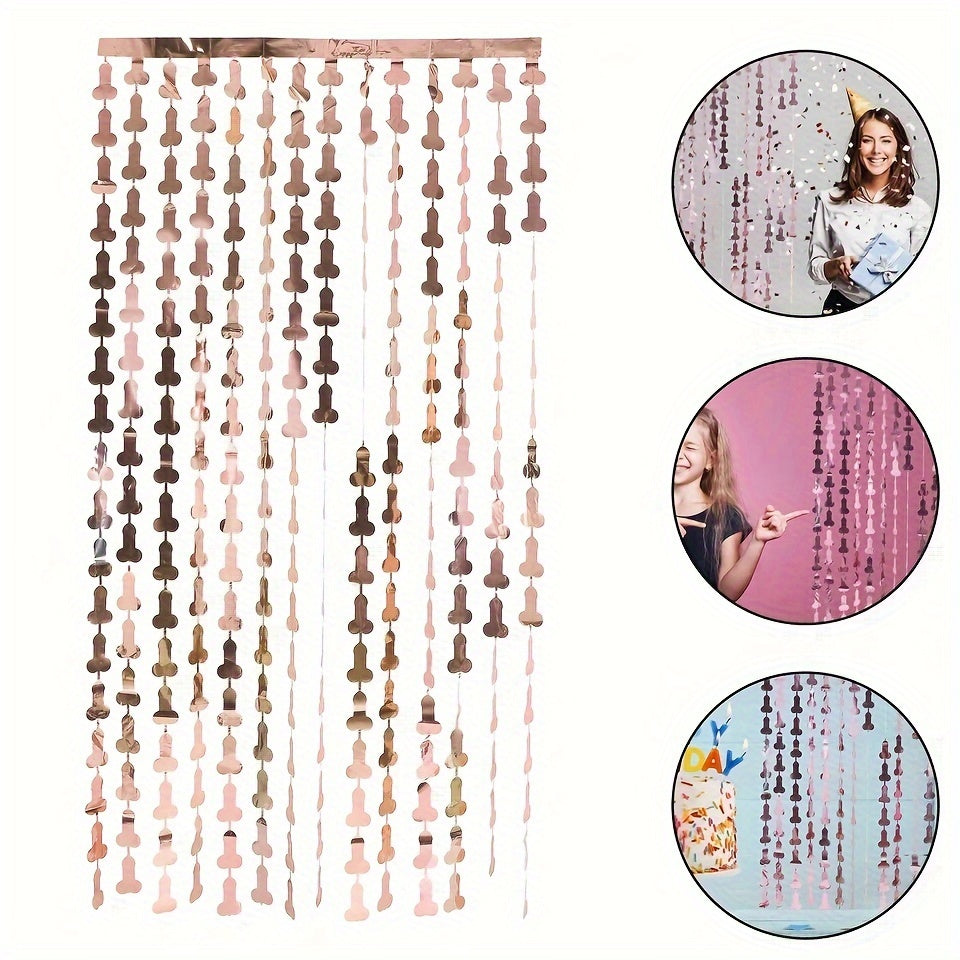 Rose Golden Fringe Foil Curtain for Bachelor & Hen Parties - 99.97cm x 199.95cm, Perfect for Wedding Decorations & Bridal Showers