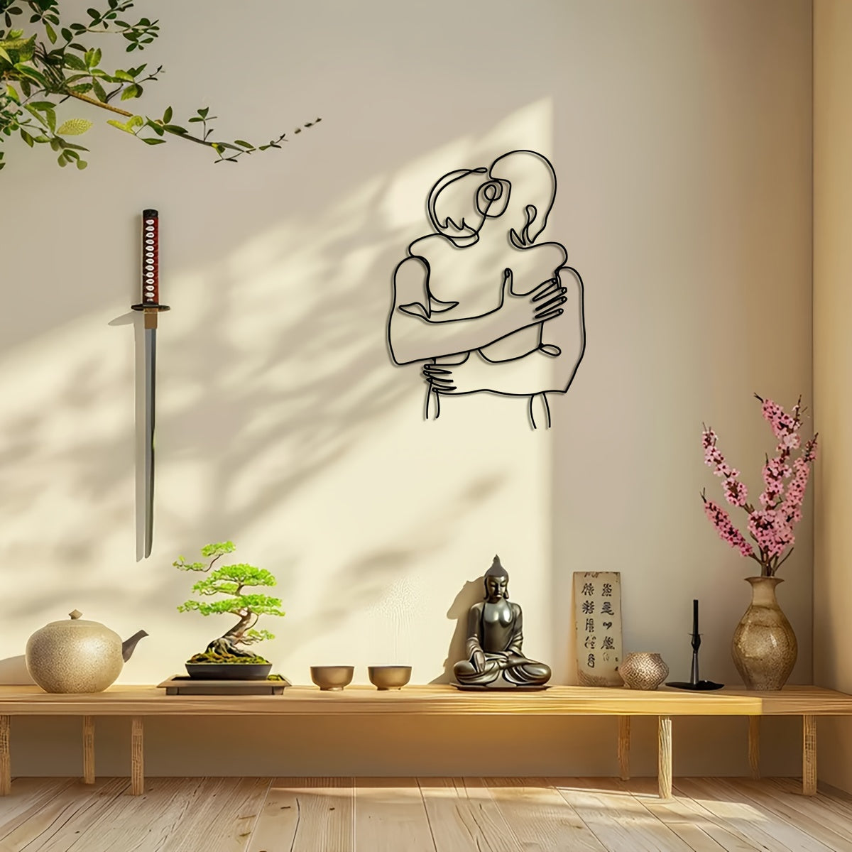Romantic Hugging Couple Metal Wall Art, 27.94x39.88 cm - Minimalist Modern Home Decor, Perfect for Bedroom & Bathroom, Unique Housewarming or Christmas Gift