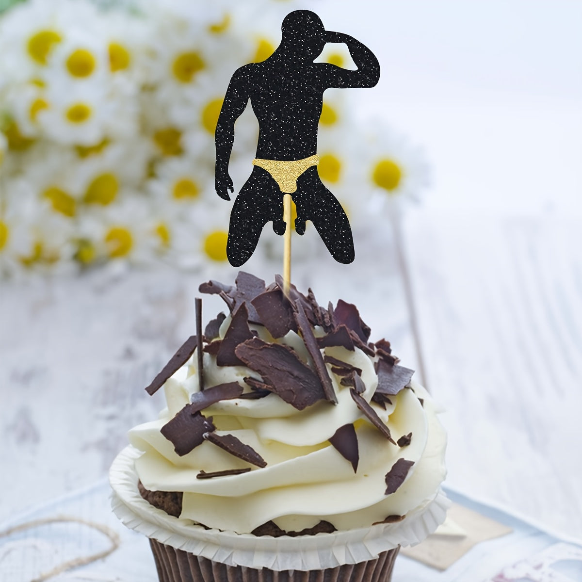 12pcs Male Dancer & Stripper Cupcake Toppers - Perfect for Bachelorette Parties, Hen Nights & Celebrations - No Electricity Needed, Feather-Free, Bamboo Material