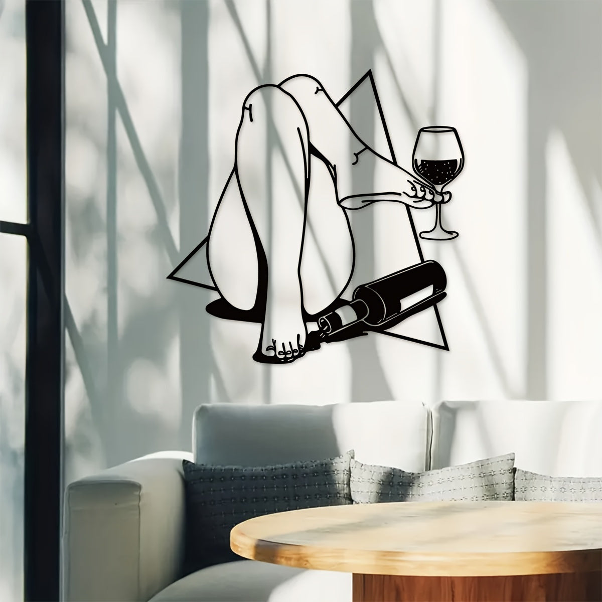 Cyberpunk Wine Drinker Metal Wall Art - Iron Home Bar Decor, No Power Needed, Featherless, Outdoor-Ready