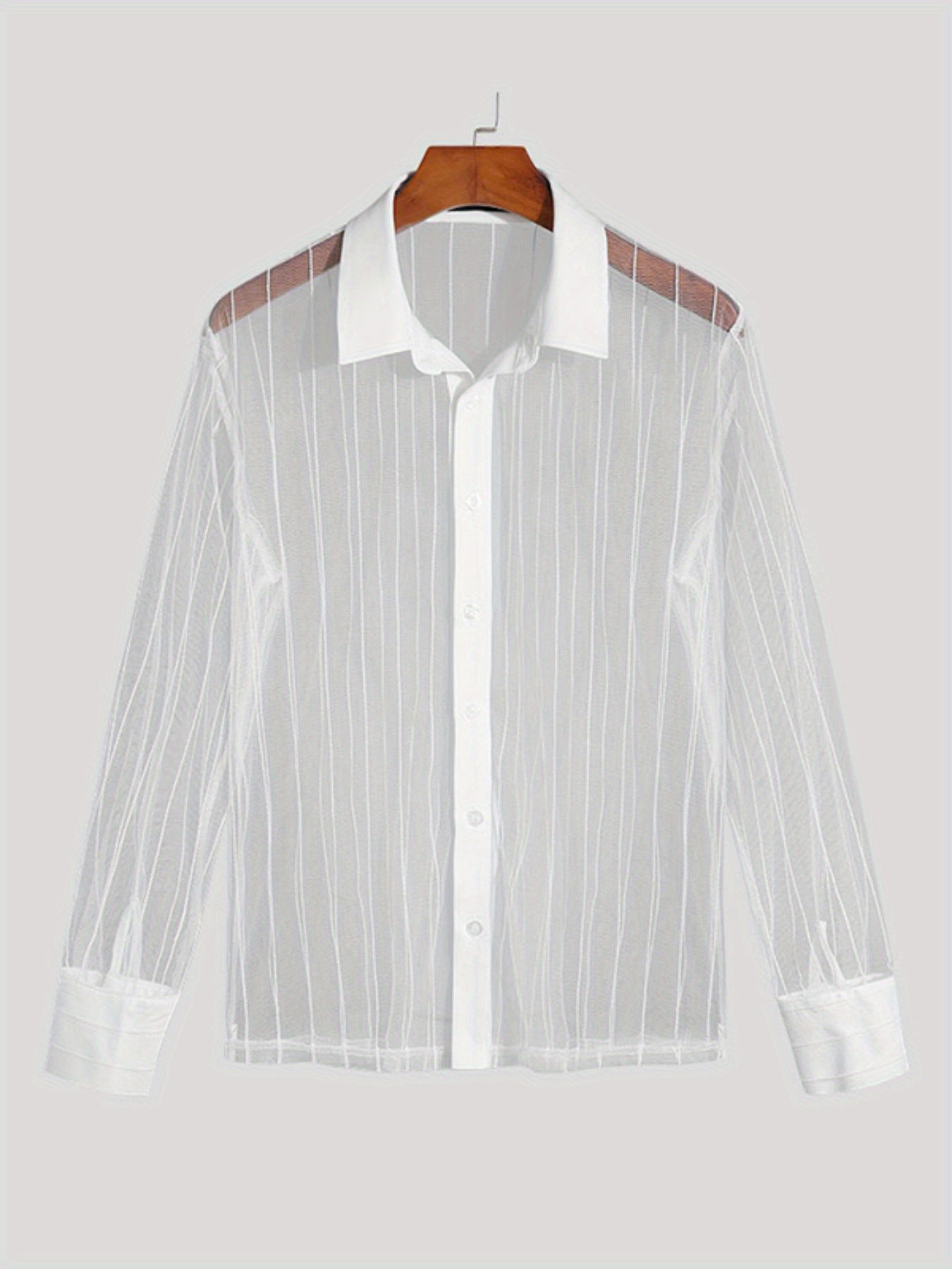 Men's Sexy Sheer Mesh 2pcs Set: Long Sleeve Shirt & Pants - Breathable, Stretch Fabric for Nightclub Wear