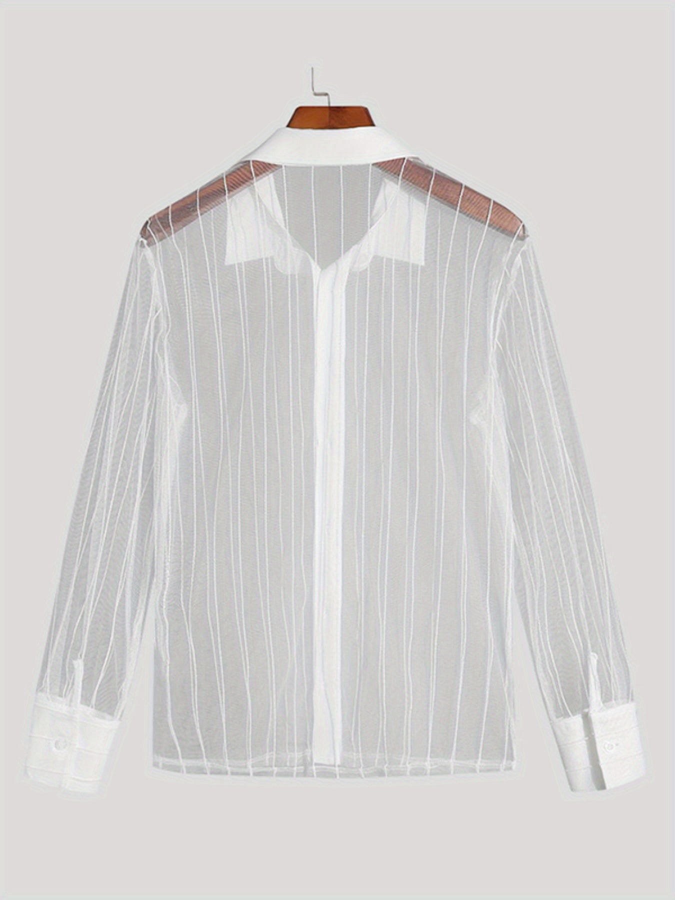 Men's Sexy Sheer Mesh 2pcs Set: Long Sleeve Shirt & Pants - Breathable, Stretch Fabric for Nightclub Wear