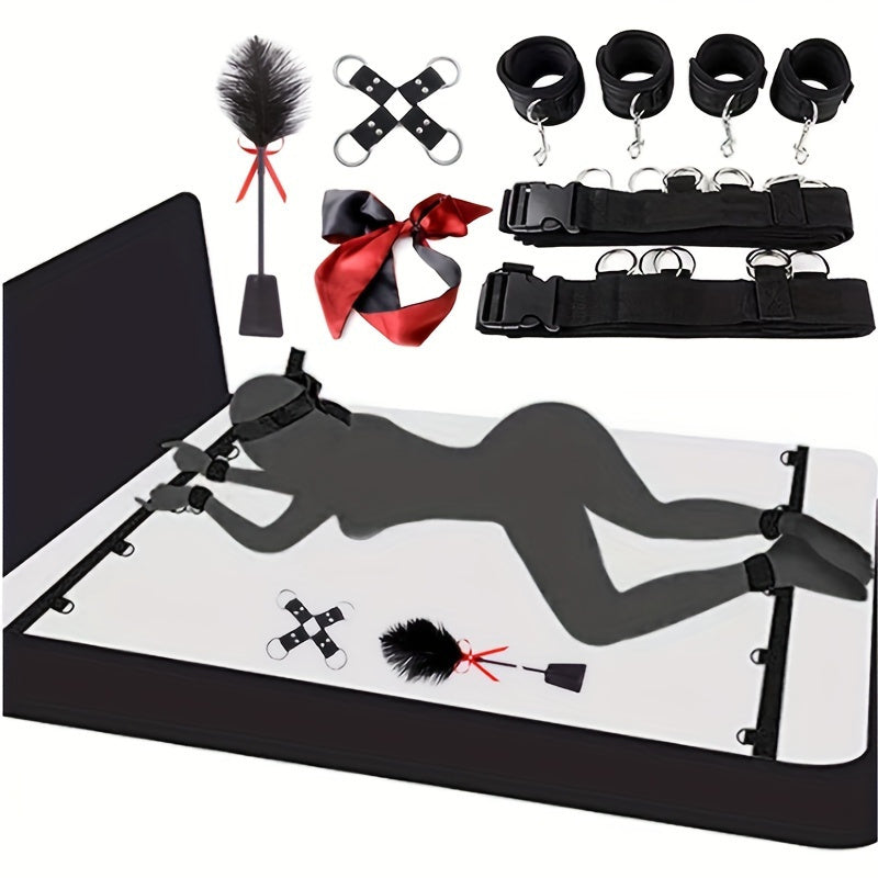 1pc Bdsm Bed Bondage Kit - Erotic Monogrammed Fabric Tape for Adults, Multifunctional Nylon Sex Accessories for Couples Flirting & Bed Restraints Sex Kits for Couples Sex Harness