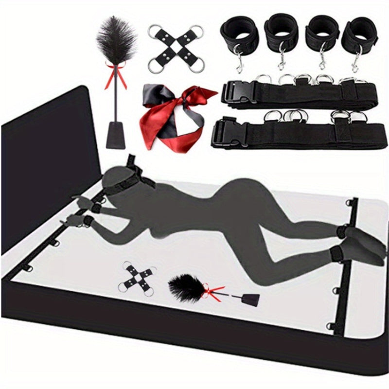1pc Bdsm Bed Bondage Kit - Erotic Monogrammed Fabric Tape for Adults, Multifunctional Nylon Sex Accessories for Couples Flirting & Bed Restraints Sex Kits for Couples Sex Harness