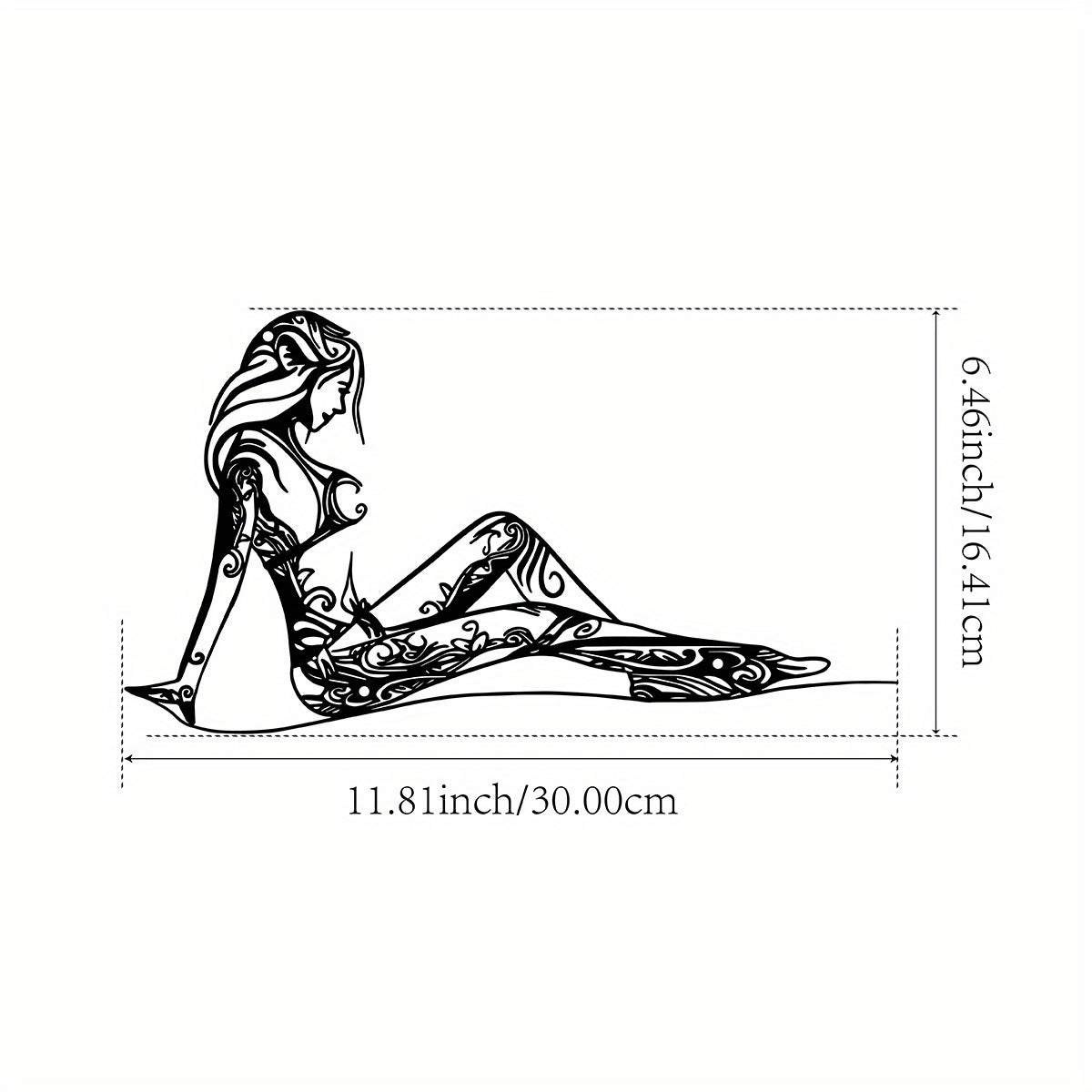 Elegant Metal Line Woman Sculpture - 30.0cm Outdoor Garden & Patio Decor, Indoor Wall Art for Living Room and Balcony, Perfect for Holidays