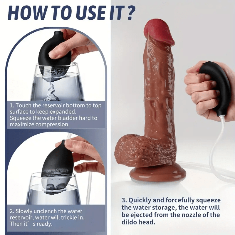 8-Inch Realistic Squirting Dildo with Suction Cup - G-Spot Stimulating, Water Spray for Enhanced Pleasure, TPE Material, Battery-Free