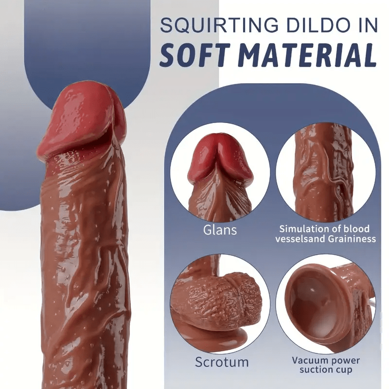 8-Inch Realistic Squirting Dildo with Suction Cup - G-Spot Stimulating, Water Spray for Enhanced Pleasure, TPE Material, Battery-Free