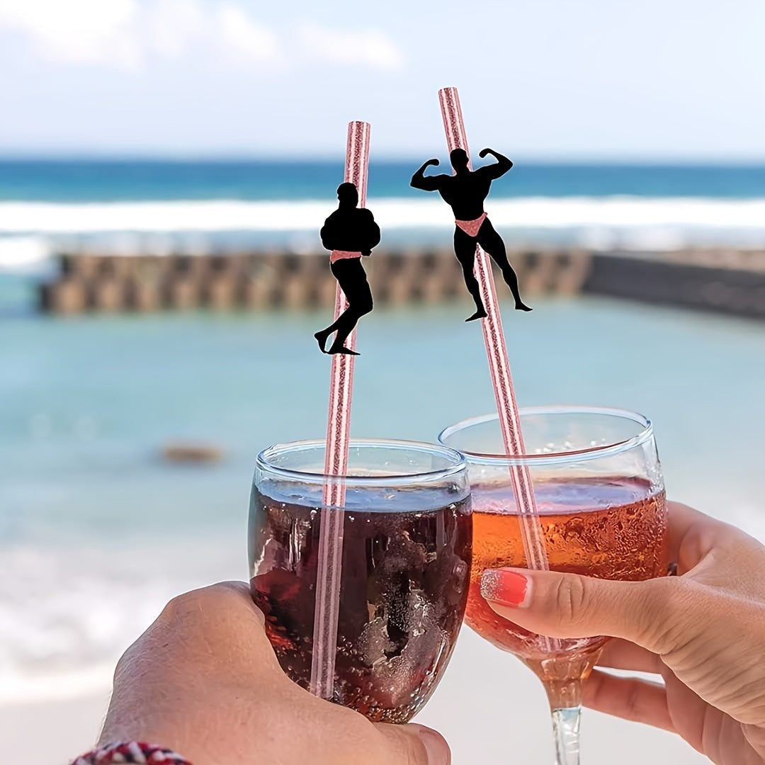 6pcs Glitter Novelty Party Straws for Adults - Reusable, Paper, Pre-Assembled - Ideal for Bachelorette, Birthday Celebrations & New Year Festivities - No Electricity Or Batteries Required