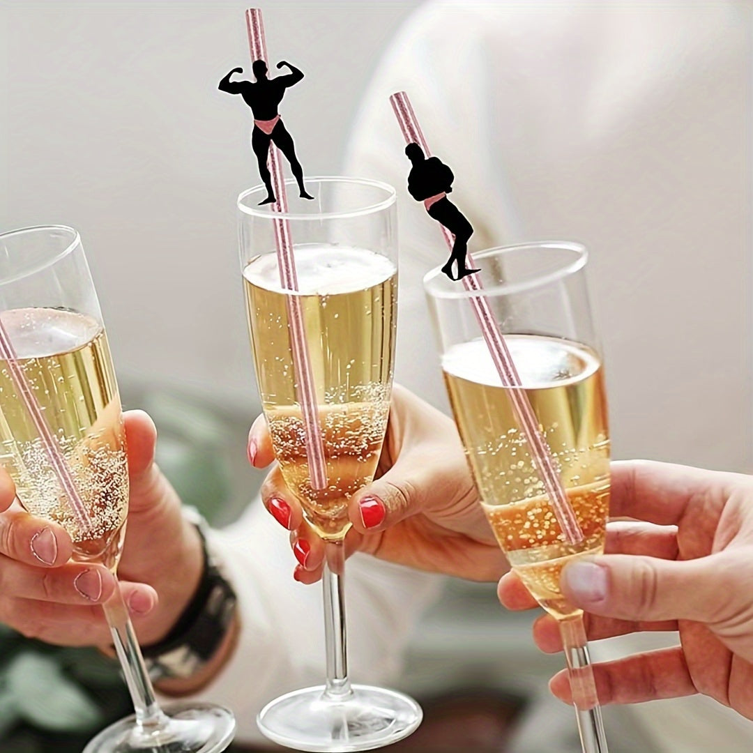 6pcs Glitter Novelty Party Straws for Adults - Reusable, Paper, Pre-Assembled - Ideal for Bachelorette, Birthday Celebrations & New Year Festivities - No Electricity Or Batteries Required