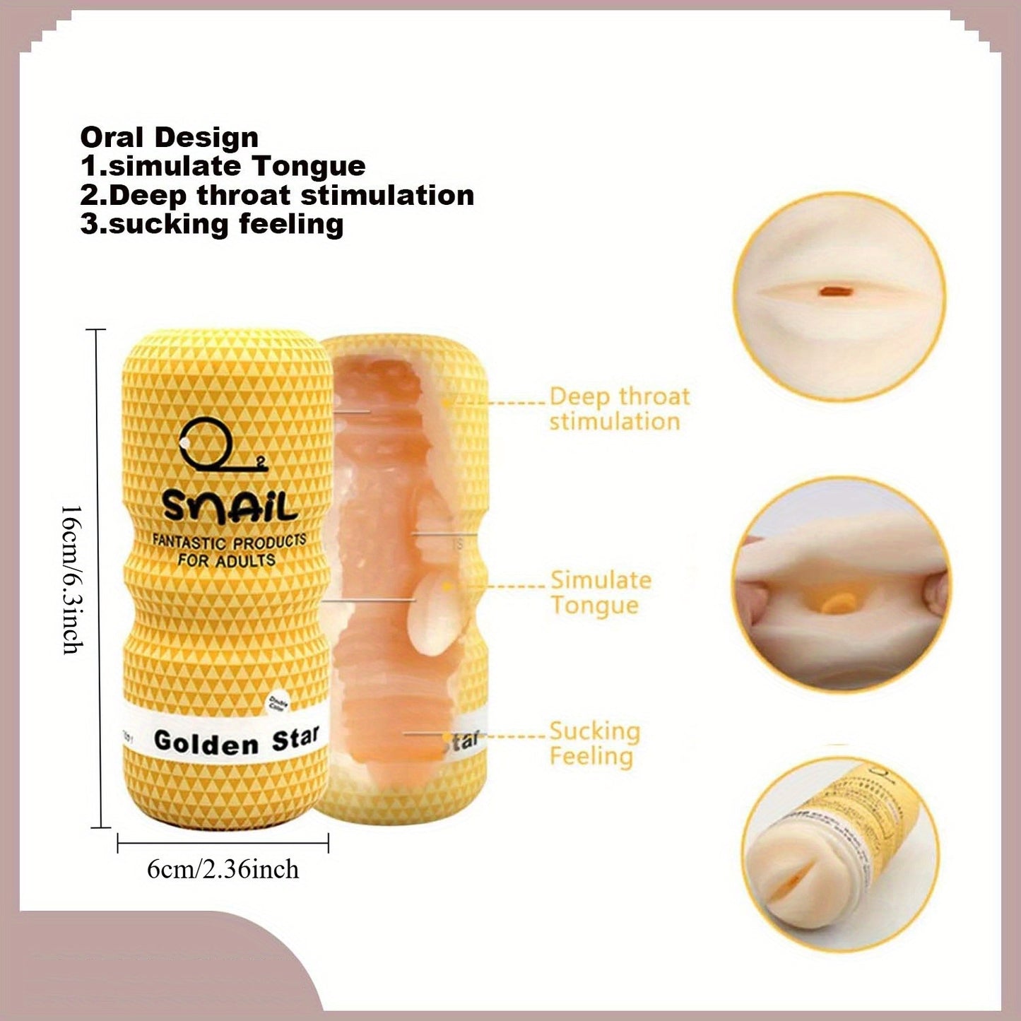Fantastic Adult Products: Vagina/Anal/Oral Sex Toy - Golden Star, Daisy Touch, Prickly Rose - TPE Material, No Battery, Wireless, No Power Required