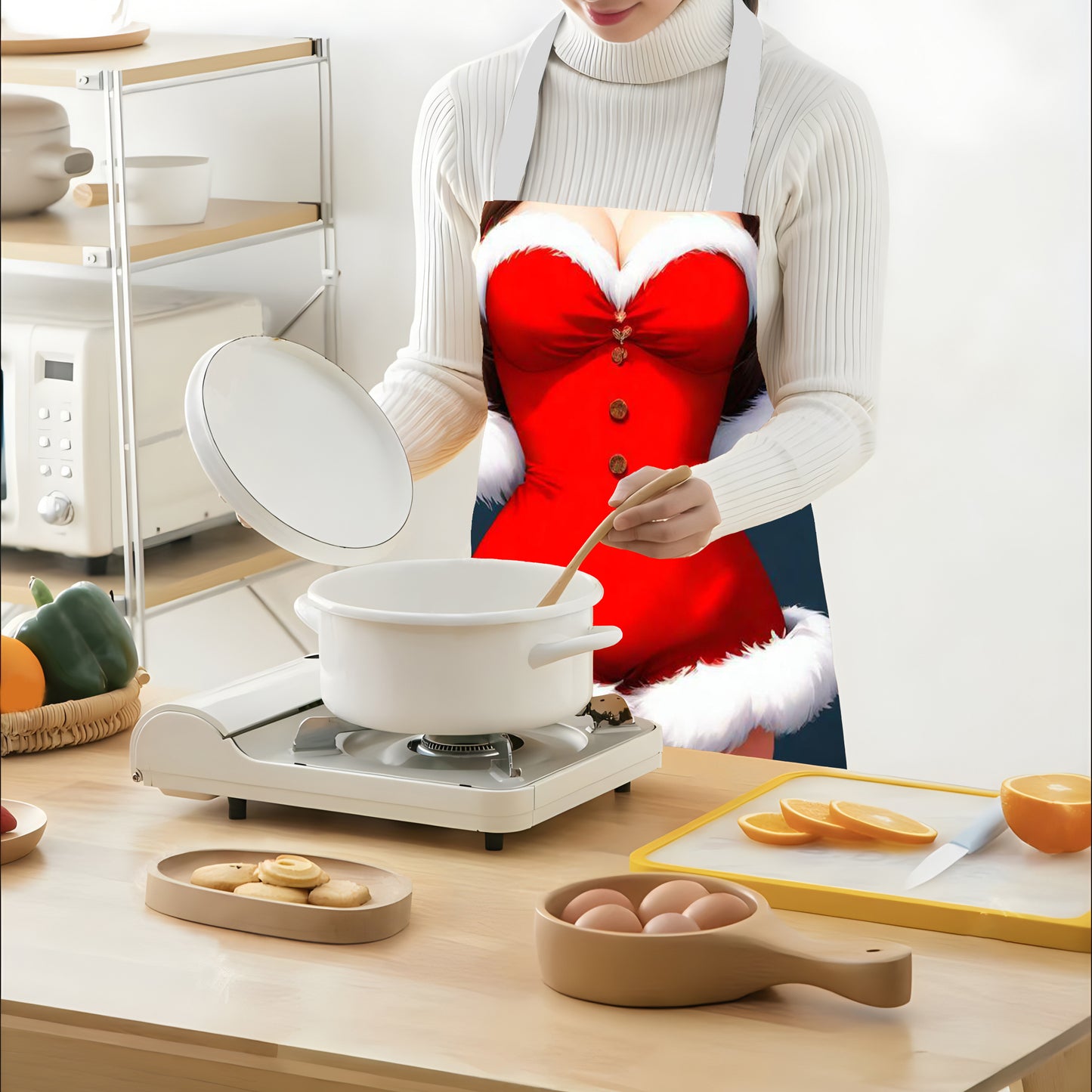 Christmas-Themed Colorful Print Apron - Durable, Washable Polyester Kitchen & Dining Apron for Men and Women - Perfect Holiday Gift