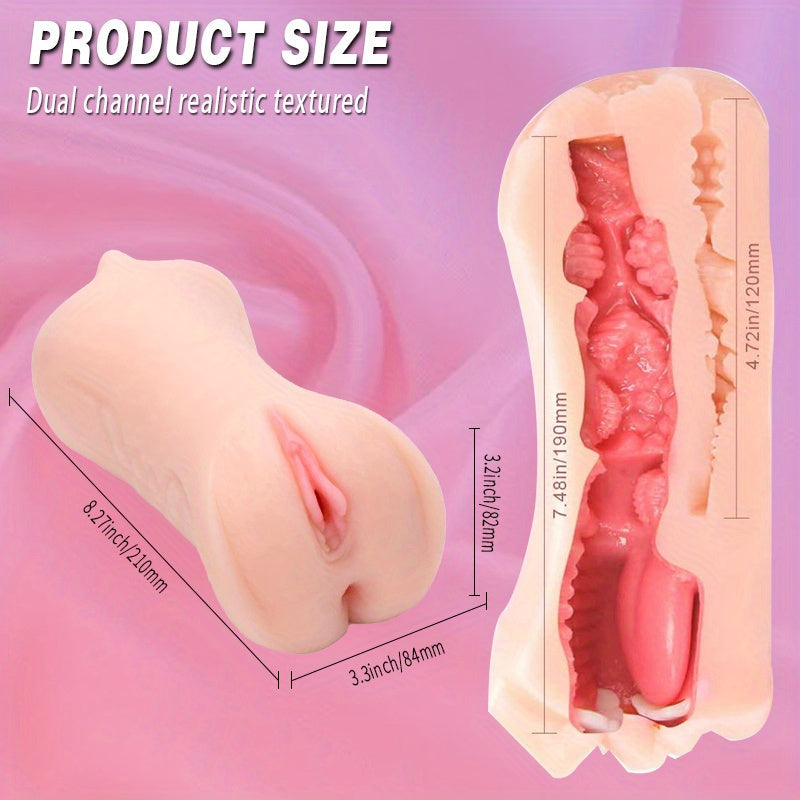1pc Realistic 3-in-1 Silicone 3D Male Masturbator, Vagina, Oral & Anal Adult Sex Toy, Soft Textured Handheld Physical Doll for Men, No Battery Needed