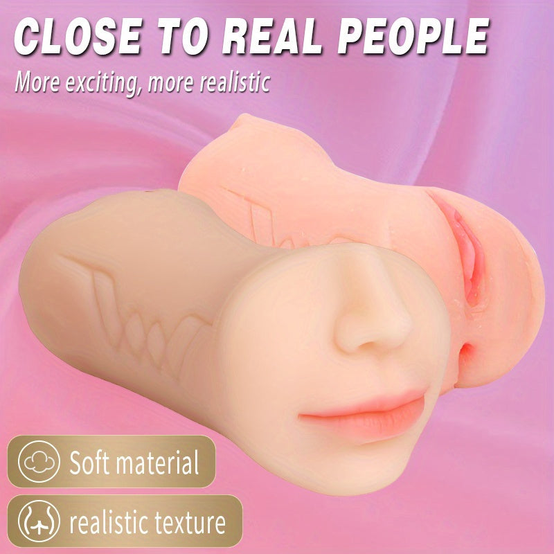 1pc Realistic 3-in-1 Silicone 3D Male Masturbator, Vagina, Oral & Anal Adult Sex Toy, Soft Textured Handheld Physical Doll for Men, No Battery Needed