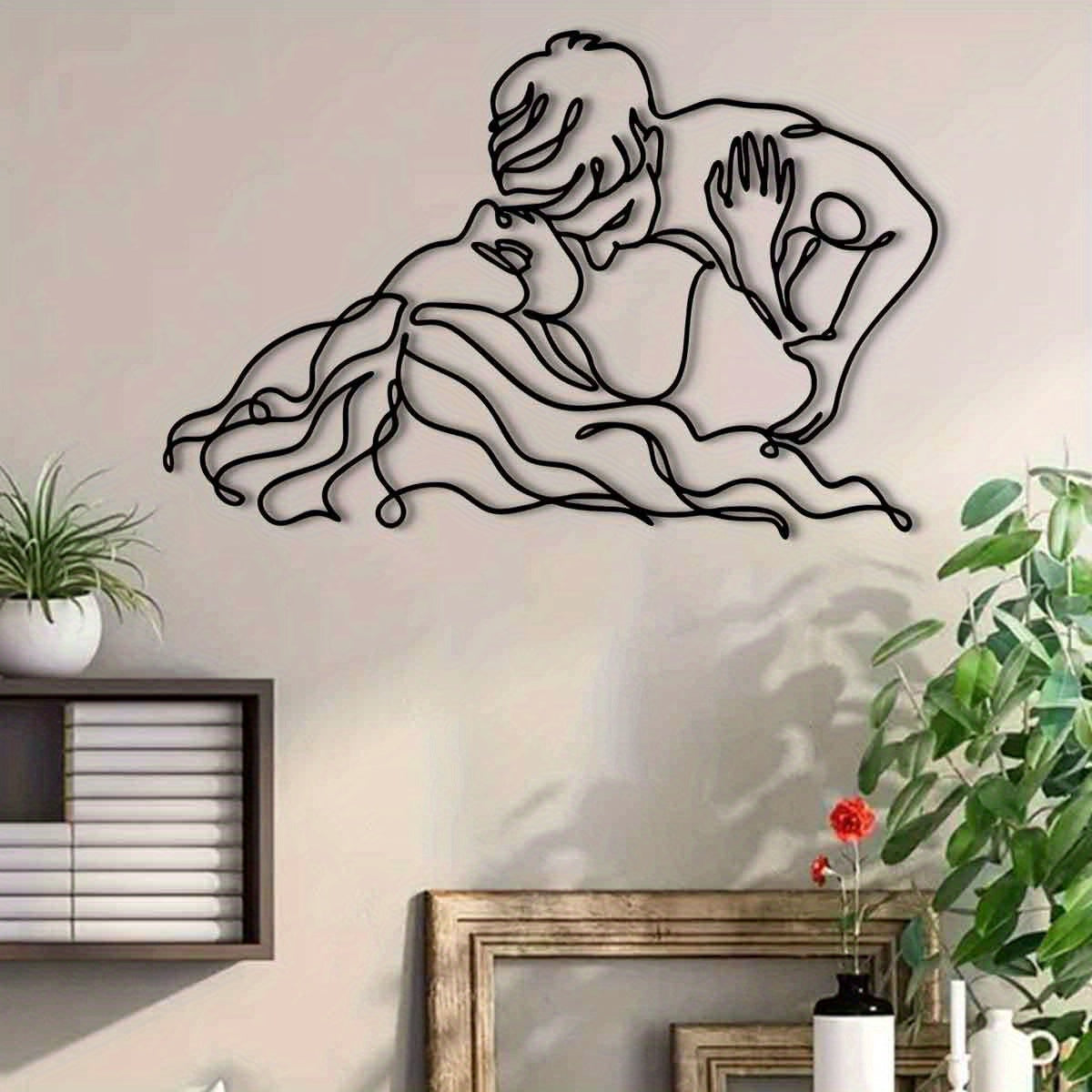 1pc, Metal Couple Mural Decoration, Suitable for Living Room, Courtyard, Balcony, Indoor Home Wall Decoration, 30.0 cm Size