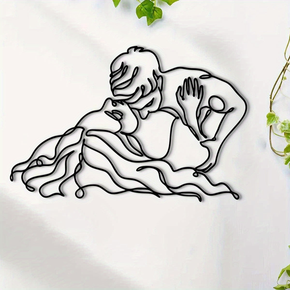 1pc, Metal Couple Mural Decoration, Suitable for Living Room, Courtyard, Balcony, Indoor Home Wall Decoration, 30.0 cm Size