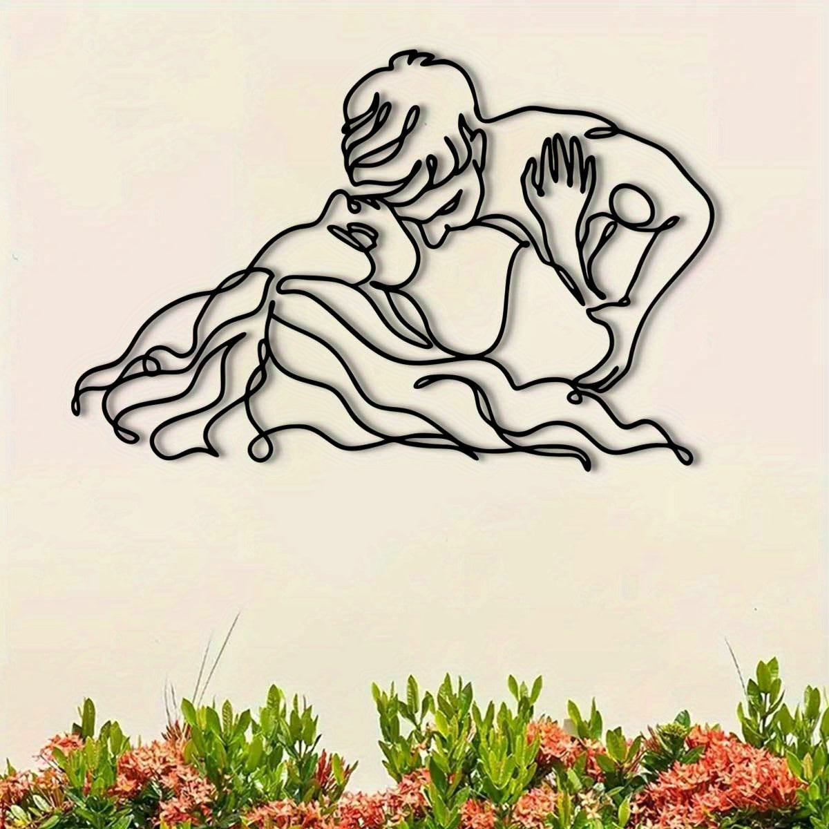 1pc, Metal Couple Mural Decoration, Suitable for Living Room, Courtyard, Balcony, Indoor Home Wall Decoration, 30.0 cm Size