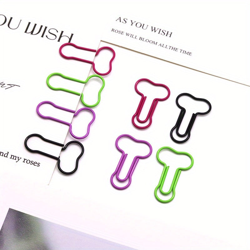 Fun & Colorful Penis-Shaped Paperclips - Cute Cartoon Design, Durable Metal, Perfect for Office & School Supplies