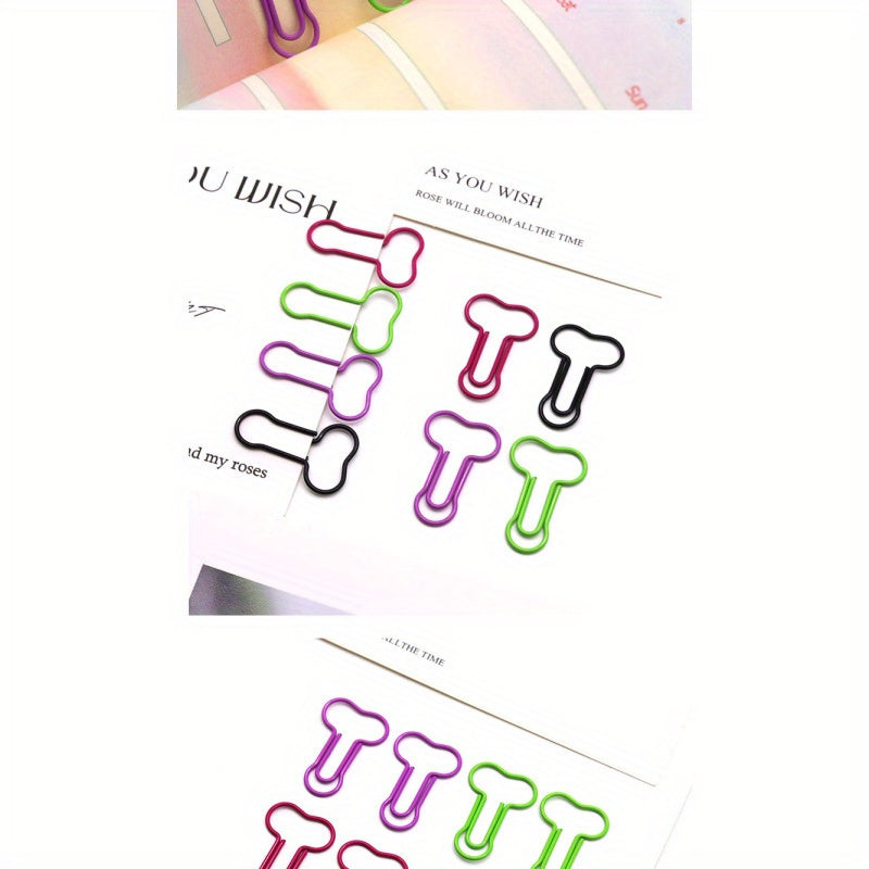Fun & Colorful Penis-Shaped Paperclips - Cute Cartoon Design, Durable Metal, Perfect for Office & School Supplies
