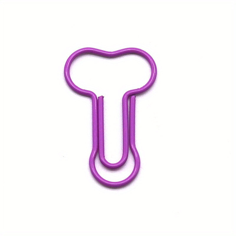 Fun & Colorful Penis-Shaped Paperclips - Cute Cartoon Design, Durable Metal, Perfect for Office & School Supplies