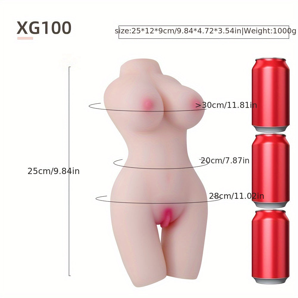 Lifelike 3-in-1 Female Torso Sex Doll, TPE Material, 25-inch Height, Realistic Brown Sexy Figure, No Head, Electricity-Free, for Vaginal, Anal, Breast Play