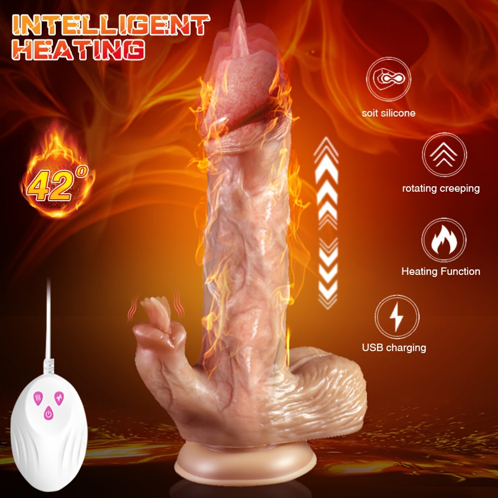 Realistic Silicone Artificial Penis Extender with Telescopic Rocking and Vibration, Rechargeable Lithium Battery, 360° Intelligent Simulation, Low Noise, for Female Couples, Expandable and Contractible, Enhanced Sensation Ma