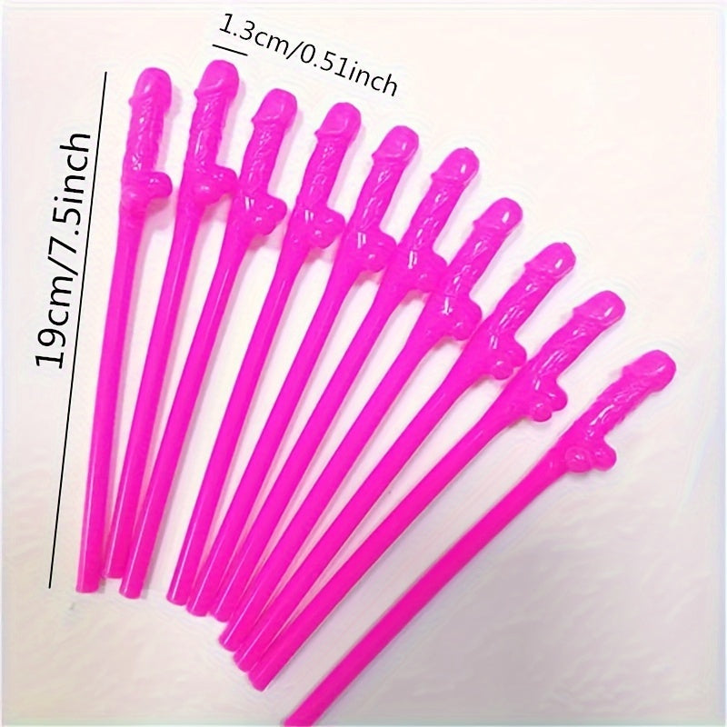 20pcs Rose Red Fun Party Straws for Bachelorette & Single Women's Celebrations - Novelty Drinkware Accessories