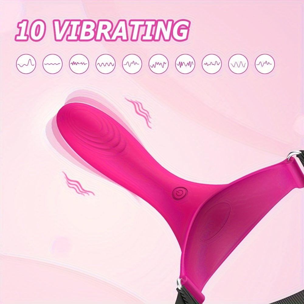 Rechargeable USB Powered Wearable Face Vibrator for Women, 10 Modes G-Spot Stimulation, Infrared Sensor Chin Harness Dildo with Lithium Battery for Couples