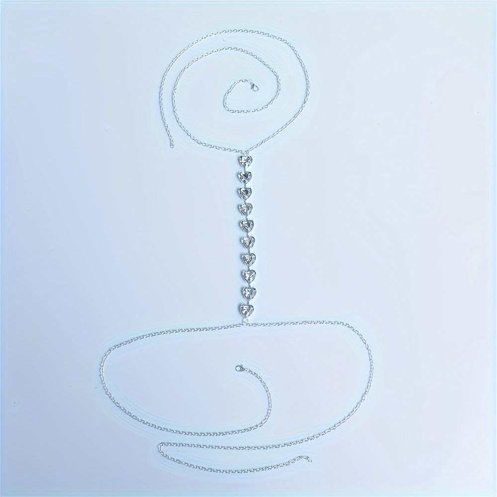 White Chic Heart-Shaped Neck & Chest Chain - Sexy Boho Style Body Jewelry for Women, Perfect for Parties & Gifts