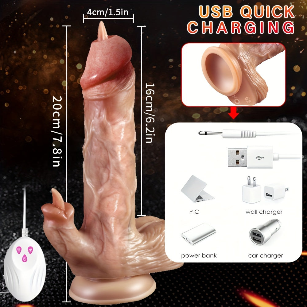 Realistic Silicone Artificial Penis Extender with Telescopic Rocking and Vibration, Rechargeable Lithium Battery, 360° Intelligent Simulation, Low Noise, for Female Couples, Expandable and Contractible, Enhanced Sensation Ma