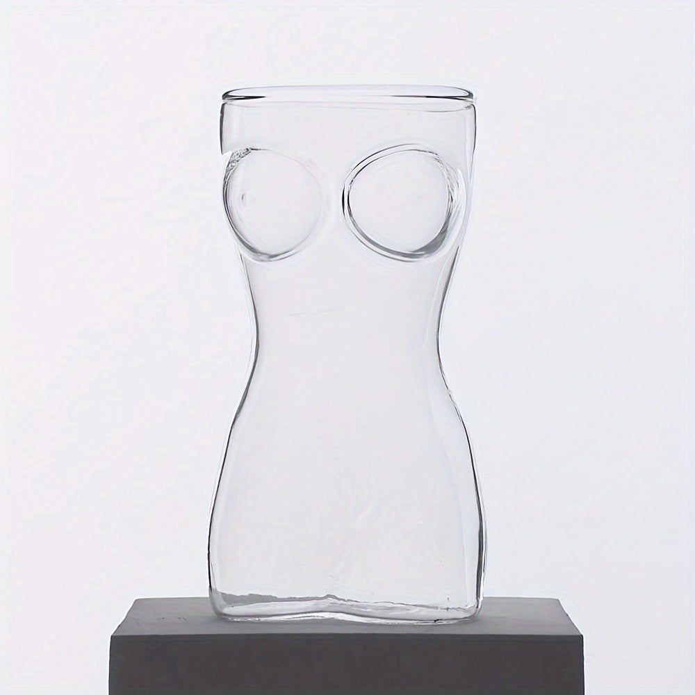 Elegant Stemmed Water Glasses, Reusable Multipurpose Crystal Clear Glassware, Handblown Human Body Shaped Wine Champagne Beverage Cups, Recyclable Material, Hand Wash Only