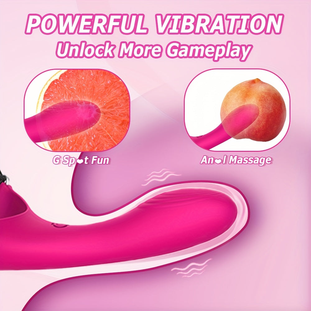 Rechargeable USB Powered Wearable Face Vibrator for Women, 10 Modes G-Spot Stimulation, Infrared Sensor Chin Harness Dildo with Lithium Battery for Couples