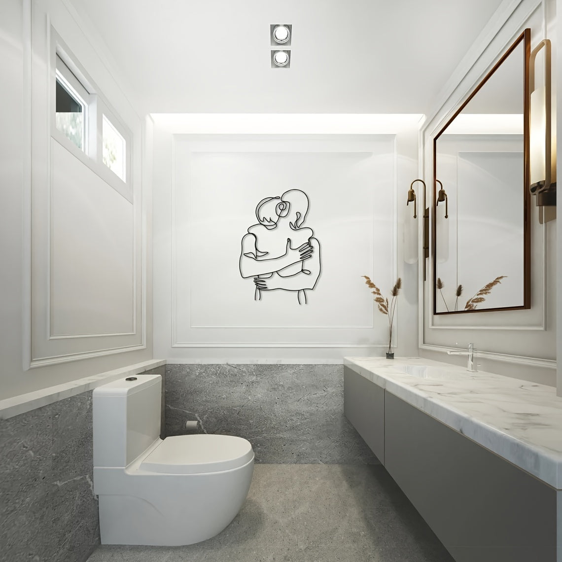 Romantic Hugging Couple Metal Wall Art, 27.94x39.88 cm - Minimalist Modern Home Decor, Perfect for Bedroom & Bathroom, Unique Housewarming or Christmas Gift