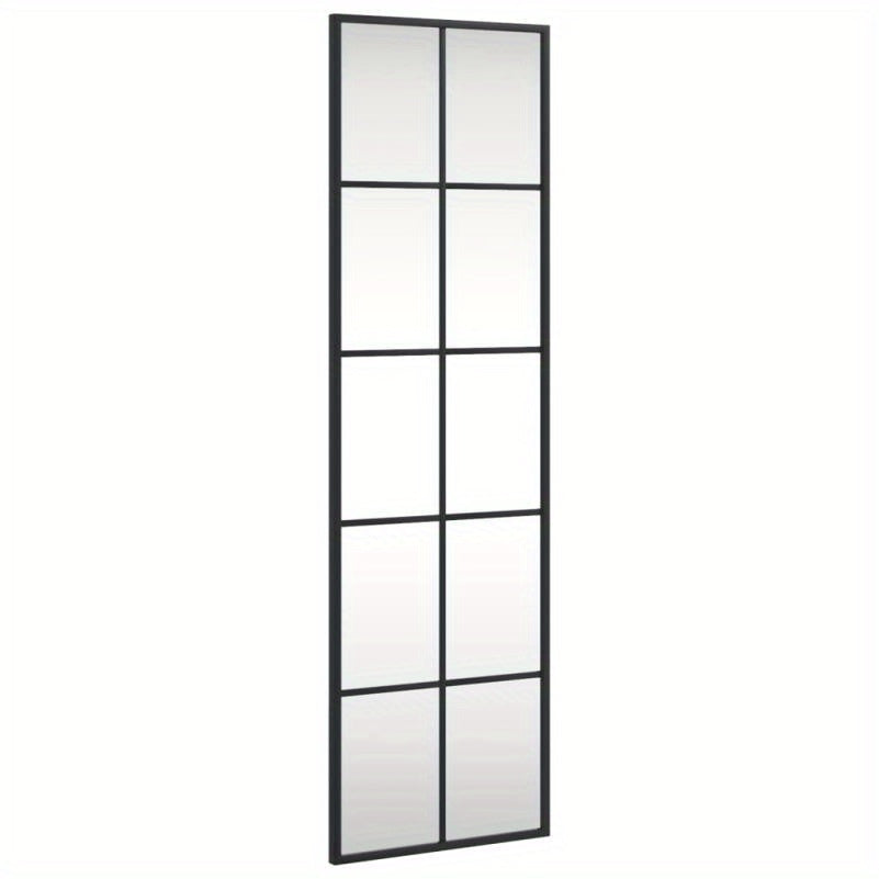 Elegant Black Rectangular Wall Mirror with Iron Frame, 30.48x99.06 cm - Modern Home Decor