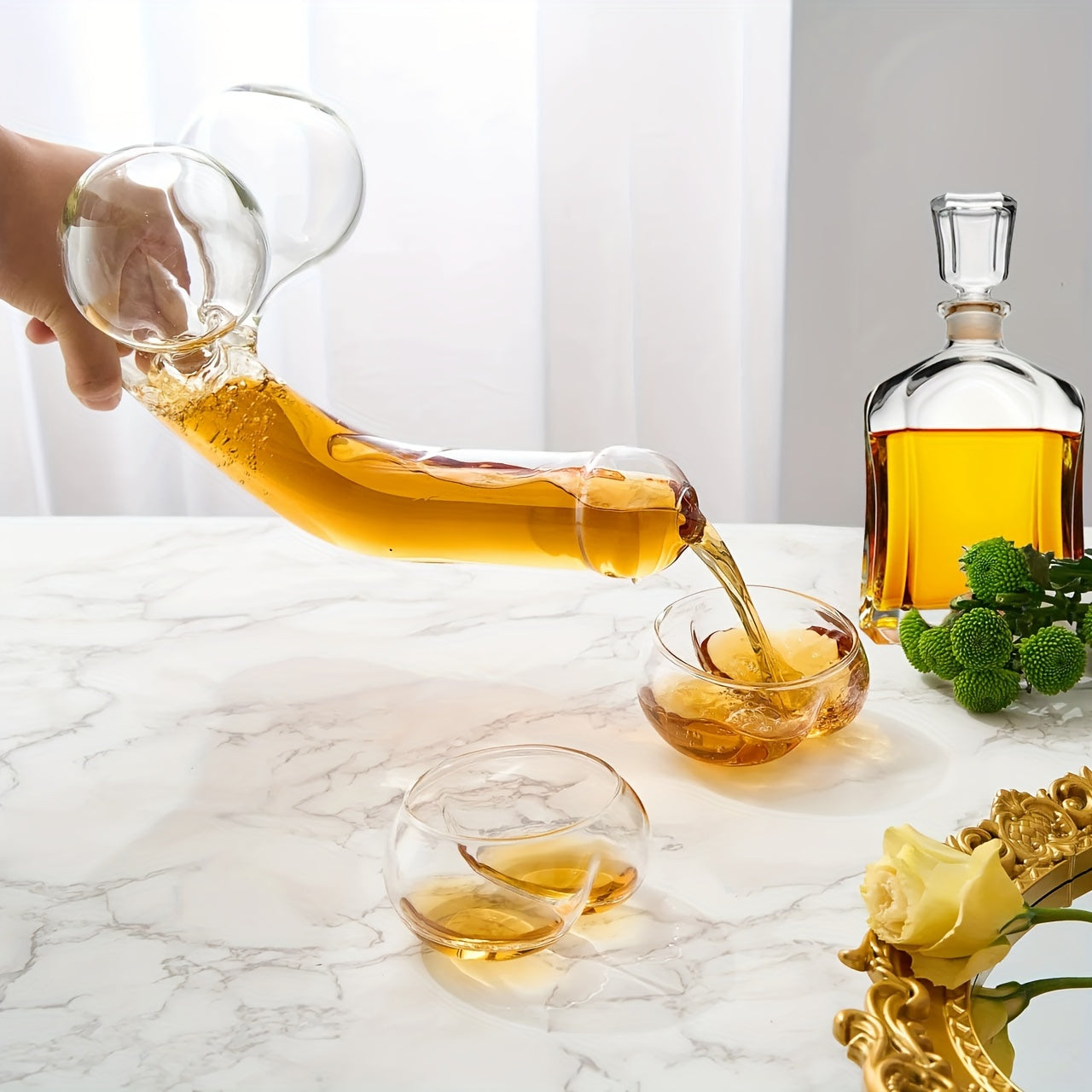 Unique & Funny Dick-Shaped Whiskey Decanter - High Borosilicate Glass, Polished Finish - Perfect for Anniversaries & Gag Gifts