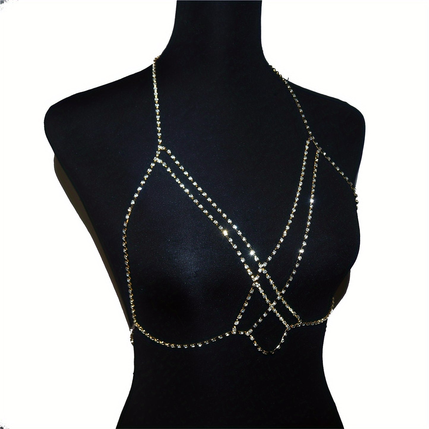 Multi-Layered Artificial Crystal Body Chain, Boho Sexy Cross Chest Jewelry, Romantic Nightclub Party Accessory, for Valentine'S Day & Special Occasions
