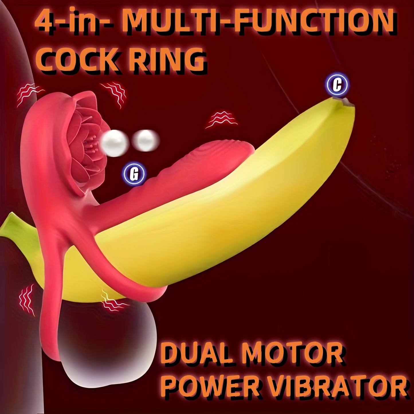 Double Vibrating Cock Ring with Rose Clitoral Stimulator, Electric Penis Sleeve Vibrator Couples Adult Sex Toys with G Spot Clitoris Stimulating, Dual Motors & 9 Vibrations
