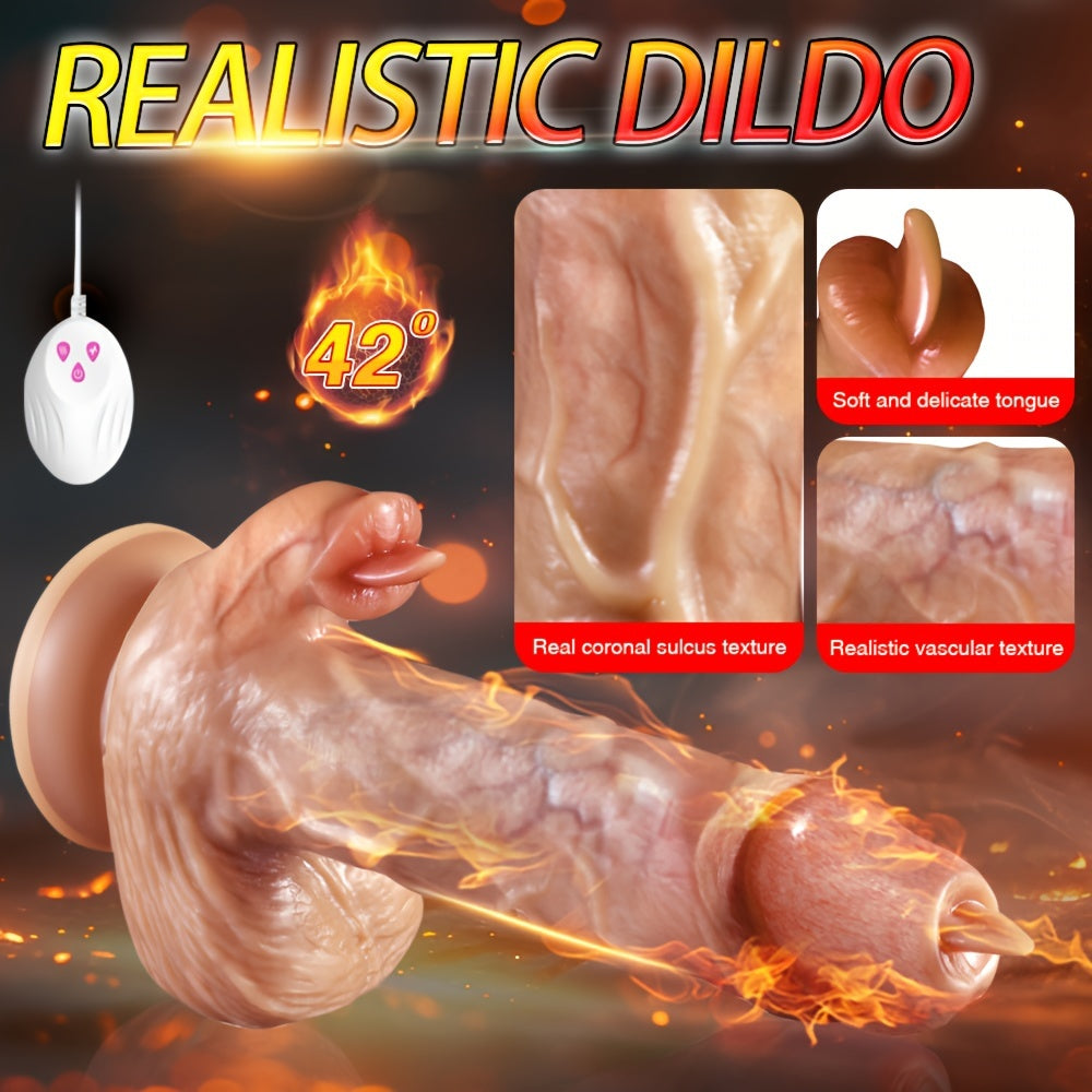 Realistic Silicone Artificial Penis Extender with Telescopic Rocking and Vibration, Rechargeable Lithium Battery, 360° Intelligent Simulation, Low Noise, for Female Couples, Expandable and Contractible, Enhanced Sensation Ma