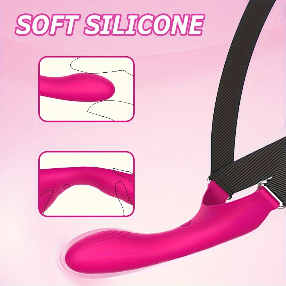 Rechargeable USB Powered Wearable Face Vibrator for Women, 10 Modes G-Spot Stimulation, Infrared Sensor Chin Harness Dildo with Lithium Battery for Couples