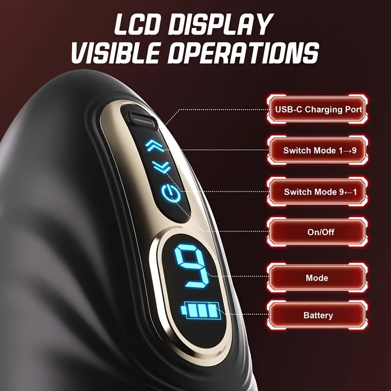 Male Sex Toys for Men Vibrator -Male Masturbator Penis Pump Trainer with 9 Frequency vibration & Smart heating mode, Mouth-Wrapped Penis Vibrator Adult Toys with Heating Rod, LCD, Pocket Pussy Stroker Adult Sex Toy & Games