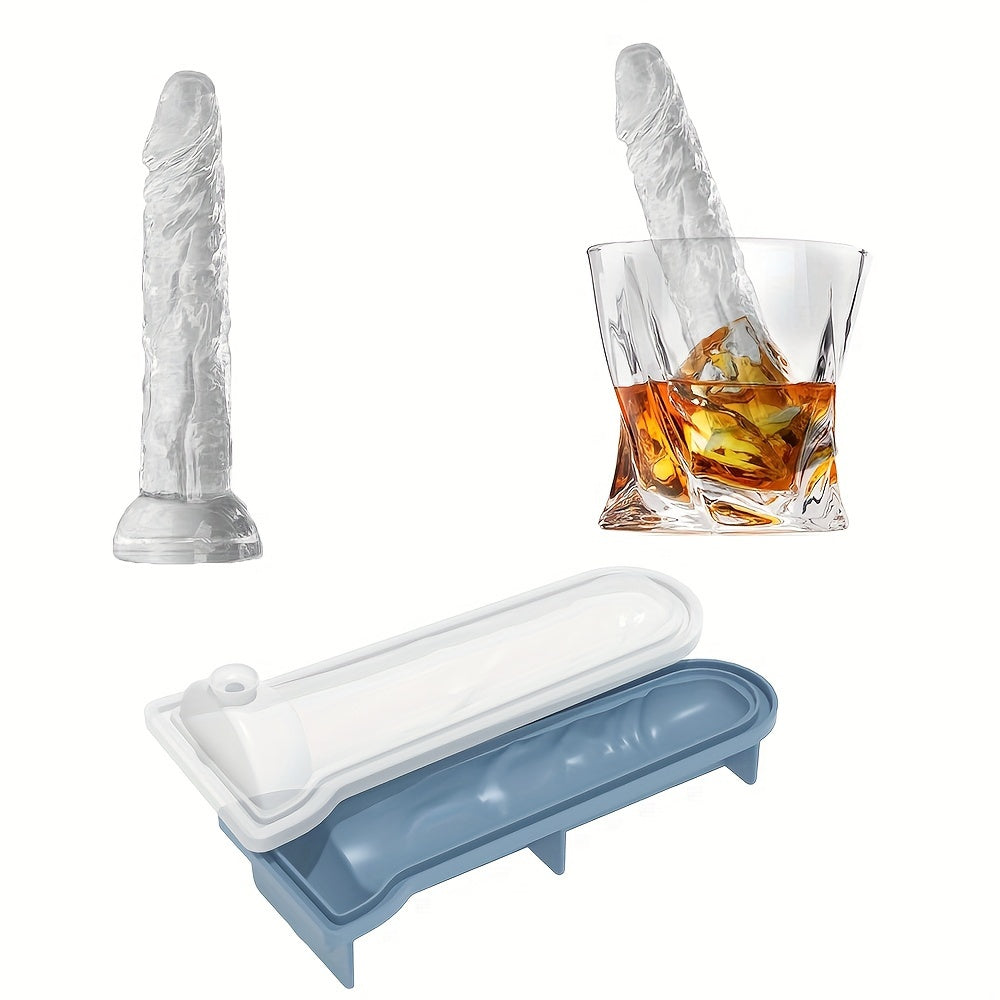 Funny Silicone Ice Cube Mold - Large Male Genital Design, Reusable for Whiskey & Coffee Cubes, Perfect Couples' Novelty Gift, No Batteries Required