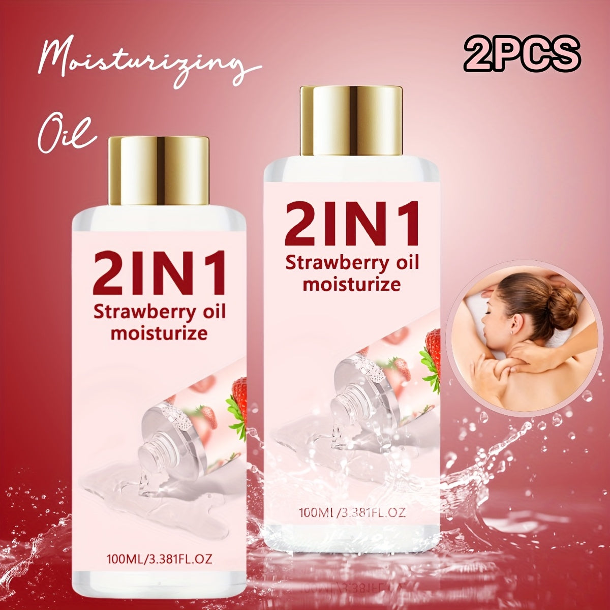 Strawberry Cake Flavor Couple Moisturizing Oil 100ml - Water Based Formula - Long-lasting Moisturizing - Suitable for Adult Entertainment - Easy to Clean, Strawberry Cake Flavor, Moisturizing Oil