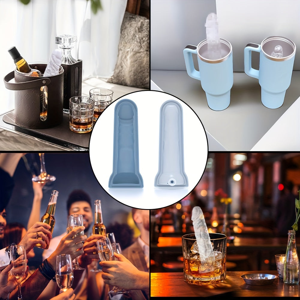 Funny Silicone Ice Cube Mold - Large Male Genital Design, Reusable for Whiskey & Coffee Cubes, Perfect Couples' Novelty Gift, No Batteries Required