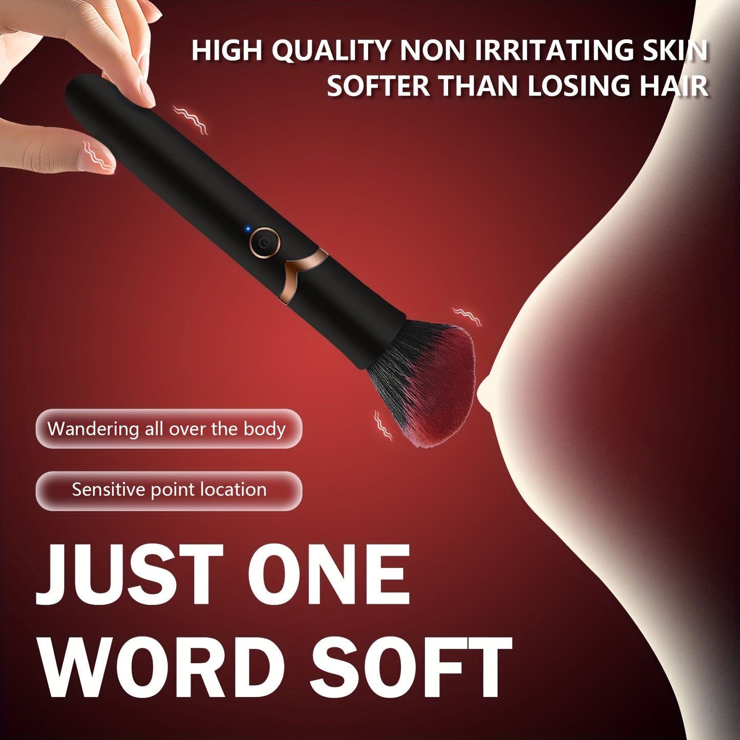 USB Powered 2-in-1 Dual Vibration Massager, Soft Bristle Brush Design, 10 Vibration Modes, Rechargeable Lithium Battery 300mAh, for Women and Couples, Adult Toy
