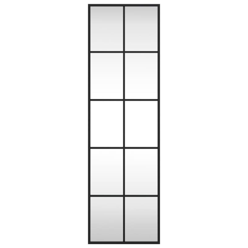 Elegant Black Rectangular Wall Mirror with Iron Frame, 30.48x99.06 cm - Modern Home Decor